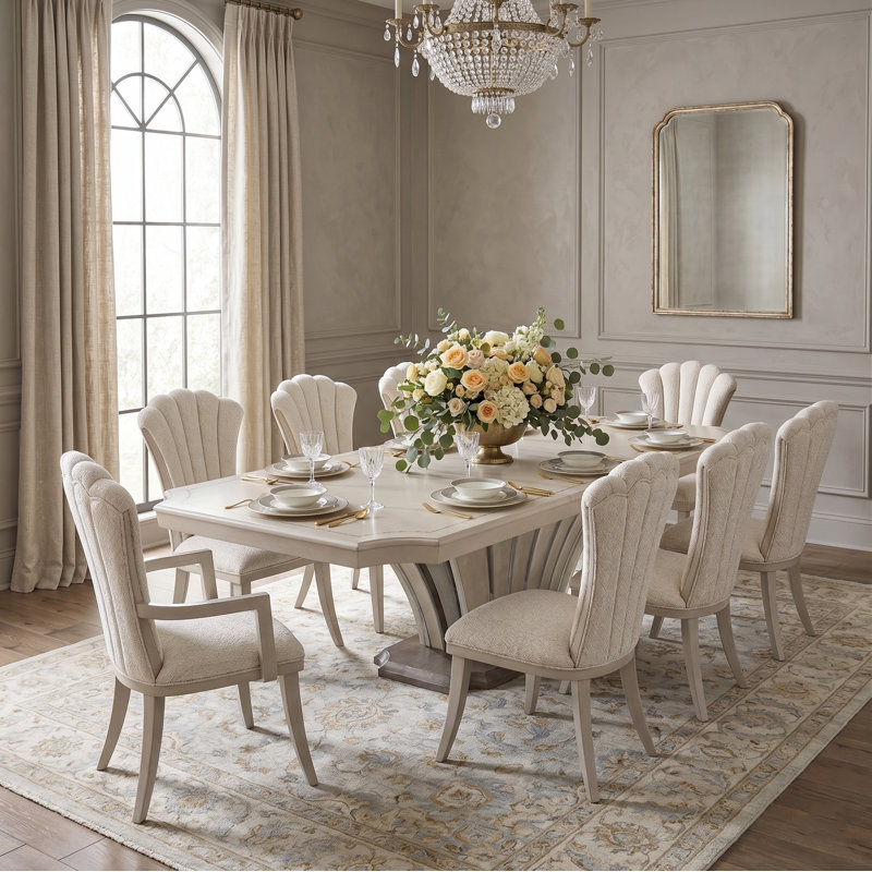 Fantosini 9 - Piece Extendable Dining Set, 9 Pieces: Table, 8 Chairs