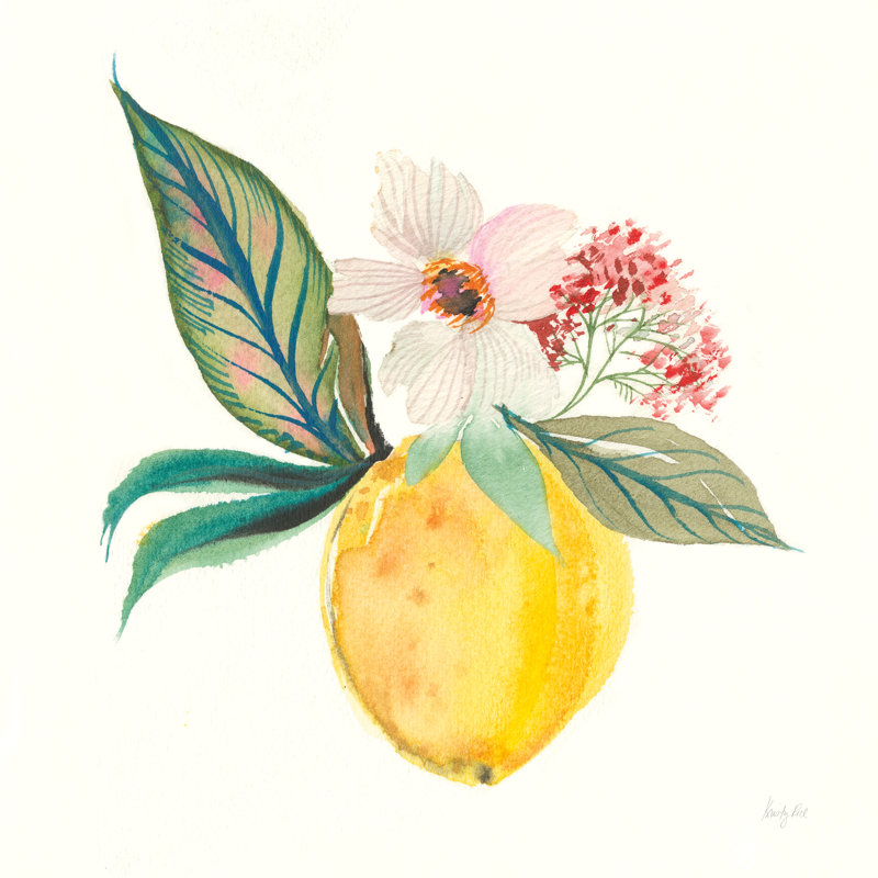 «Citrus Summer IV» par Kristy riz - peinture sur toile tendue, H 12 po x l 12 po