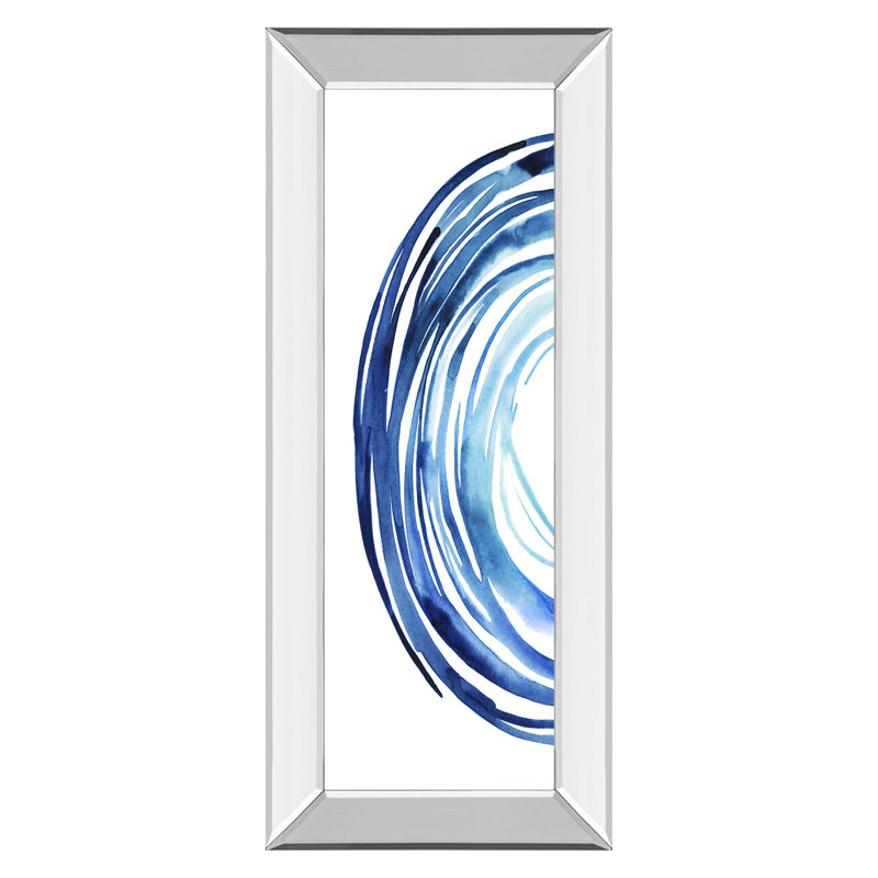 Art mural bleu vortex - 18 po x 42 po - Cadre en miroir