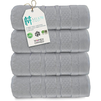 Mellow Fibre Long-Fibre Cotton Luxury Bath Towel Set: Plush, Absorbent, Quick-Dry, Fade-Proof, Eco-Safe, with Loop & Dobby Elegance