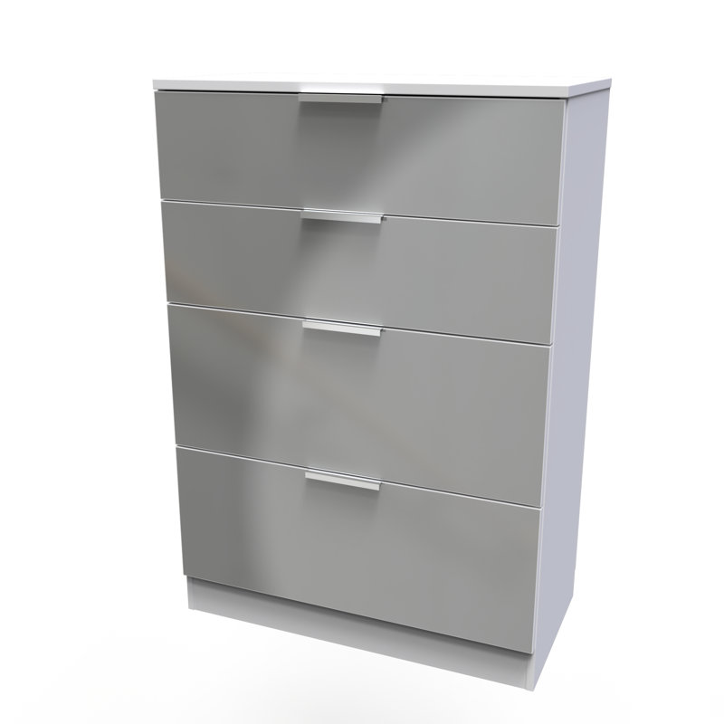 Fully Assembled Mericle 4 - Drawer Chest of Drawers, Uniform Grey/White