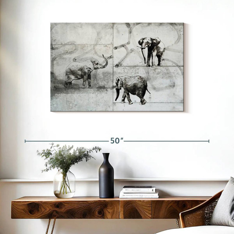 Brampt Three Elephants, 24" H x 36" W