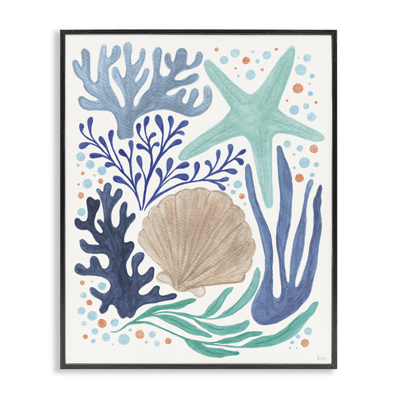  Aquatique, courants côtiers, estampe numérique par Véronique Charron, H 14 po x l 11 po, Giclée encadrée noir minuit