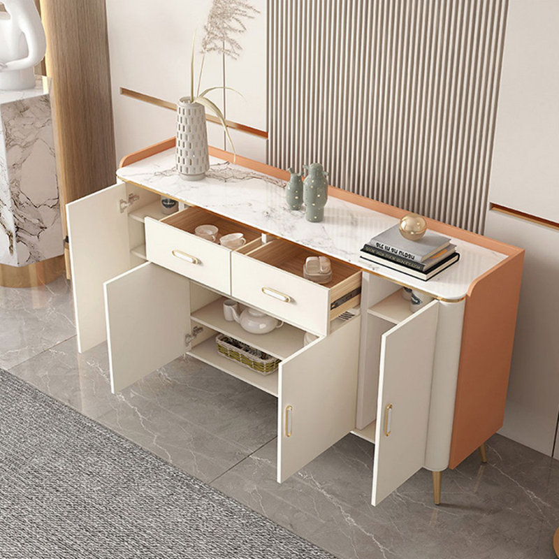 Buffet en bois manufacturé Modern White, 59.06