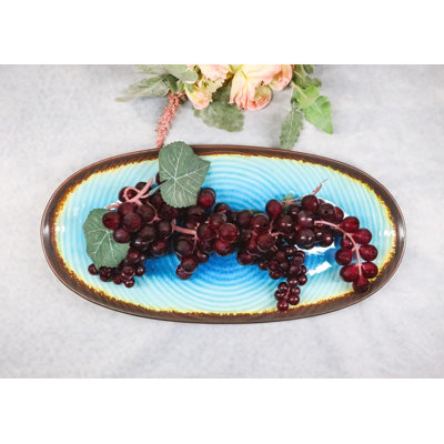 Blue Sky Aozora Kannyu Collection Ceramic Oblong Shape Long Serving Platter 16"L