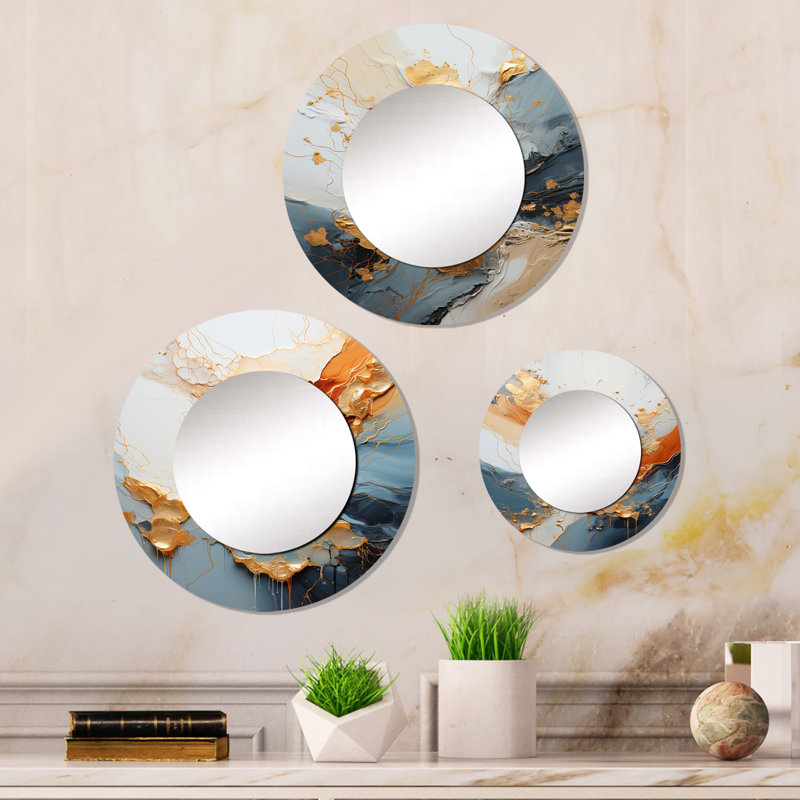Miroir mural rond doré Golden Sunrisre