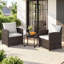 3 Pieces Patio Furniture Set PE Rattan Wicker Outdoor Bistro Conversation Set
