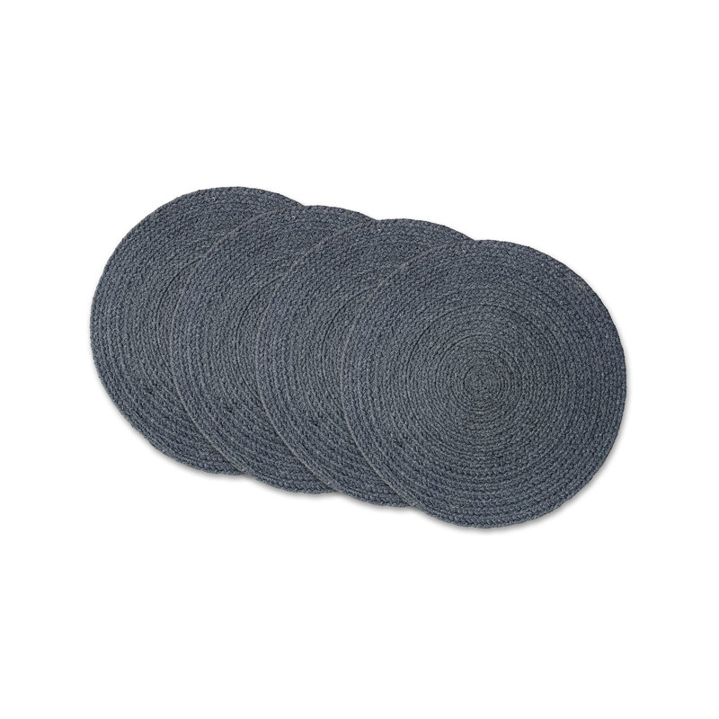 Cotton Round Placemat, Charcoal