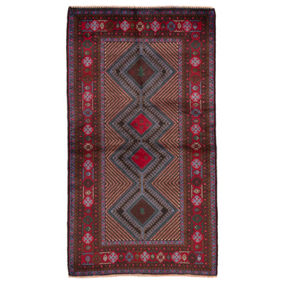 Teimani Blue, Red Rug 3'6" x 6'4"