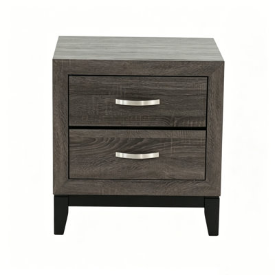 2 Drawer Nightstand Modern Bedside Table with Storage, Wood Grain Finish, Solid Wood Frame, Bedroom End Table
