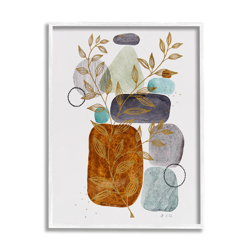 Modern Pebbles and Botanicals par Jocelyn Benford, H 30 po x l 24 po x P 1,5 po, Estampe numérique Farmhouse