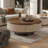 Simple modern round walnut tea table-104026542
