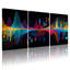 Ensemble de 3 tableaux sur toile à motif d'ondes sonores colorées abstraites-980937650