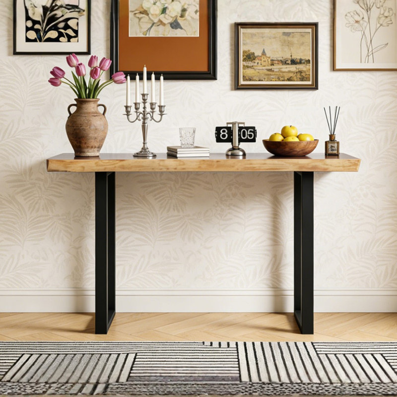 Console en pin massif (bord vif) - 51 po de long