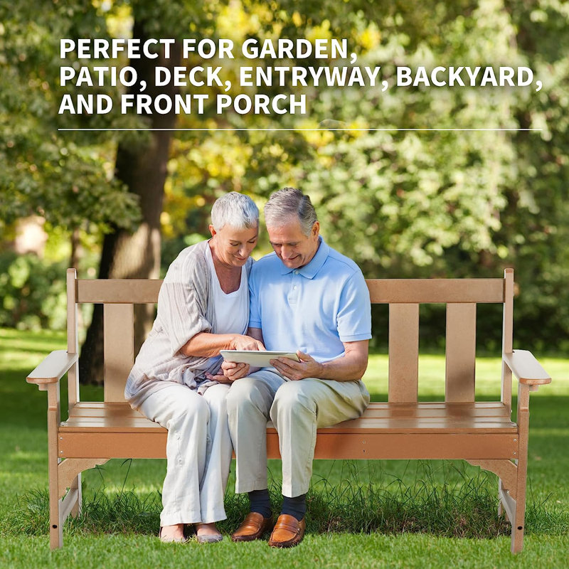 Banc d'extérieur, banc de patio en PEHD, Teck
