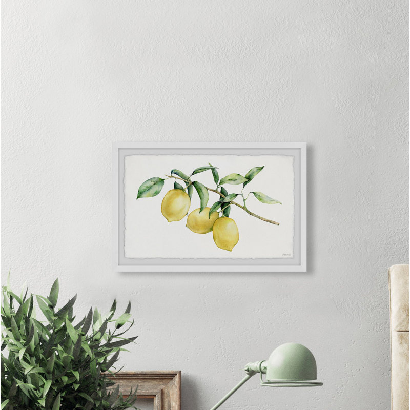 Three Lemons - Single Picture Frame Painting, 20cm H x 30cm W x 3.81cm D