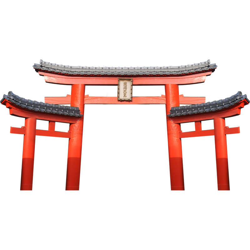 Standup en carton traditionnel japonais Torii, Rouge / Gris / Noir