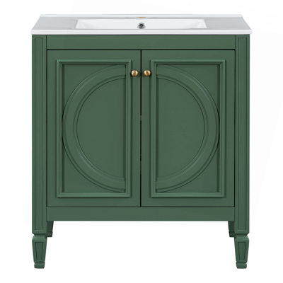 Ensemble de meuble-lavabo 60 po avec lavabo double 60 po, lavabo en céramique, portes à fermeture en douceur avec tablette, tiroir de rangement