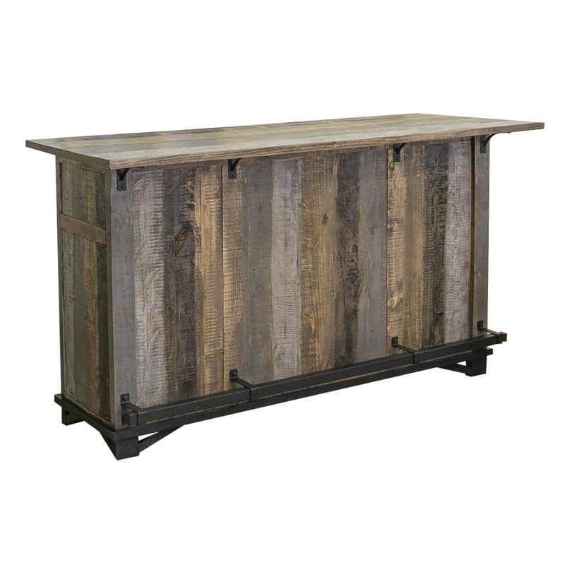 Greenview Loft Rustic Solid Wood Bar Counter with Iron Handles