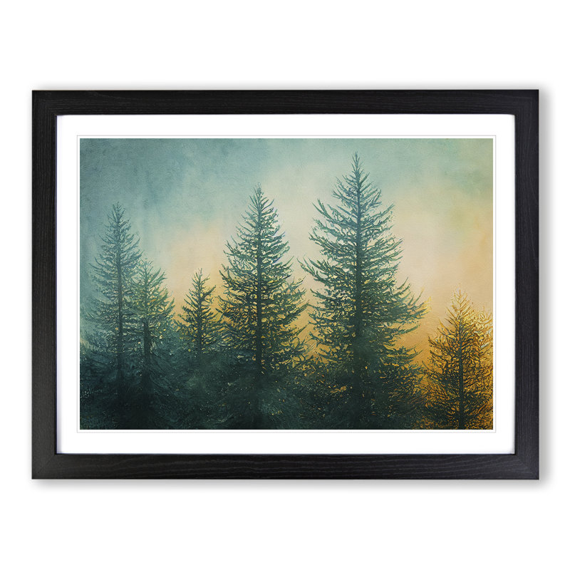 Pine Tree Forest Vol.1 - Single Picture Frame Painting, Black Framed, 46cm H x 64cm W x 2cm D