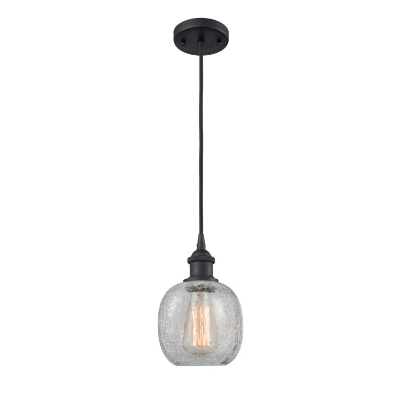 Carlucci 1 - Light Single Pendant, Matte Black, Clear Seedy, No Bulb Included