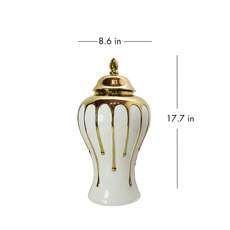 Kaua Ceramic Decorative Urns & Jars, 17.5" H x 8.5" W x 8.5" D