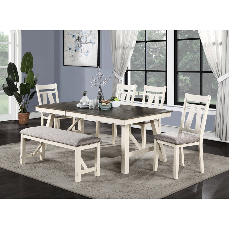 Banc de salle à manger blanc et gris, design moderne, banc fini avec coussin de siège,