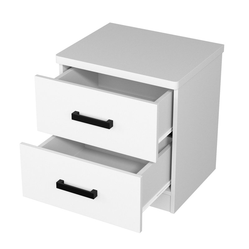  Table de chevet 2 tiroirs , Blanc