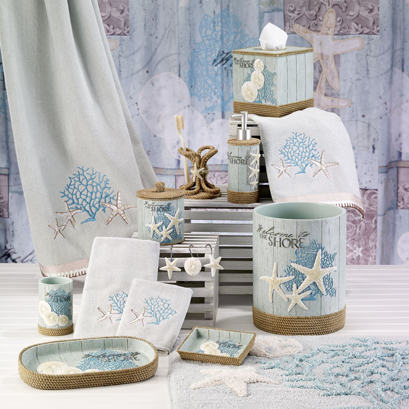 Aqua and Beige Coastal Resin Soap Dish with Rope Detail