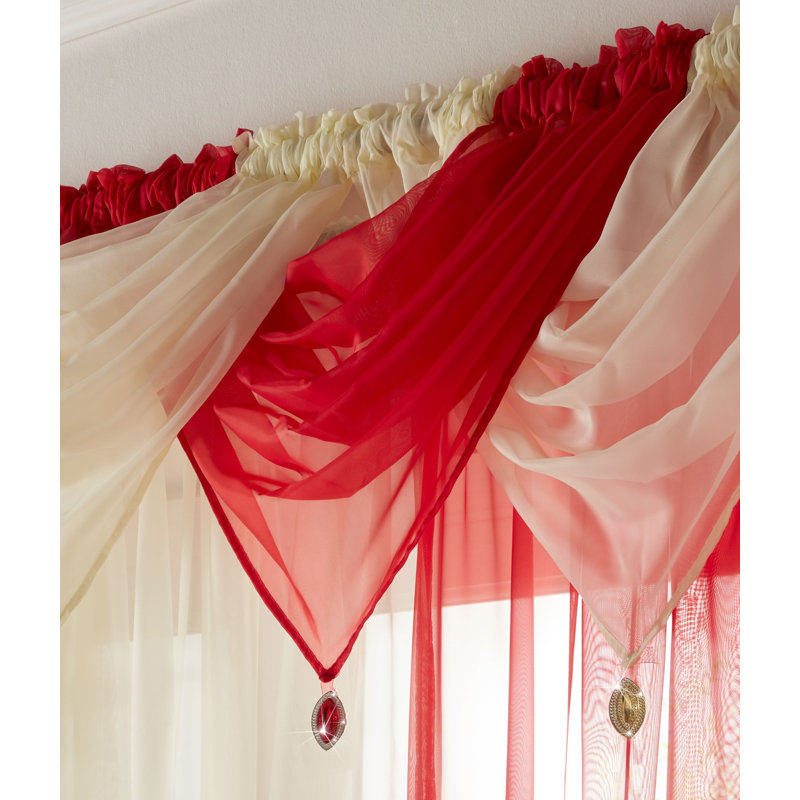 Avery Solid Colour Pointed Window Pelmet, Red