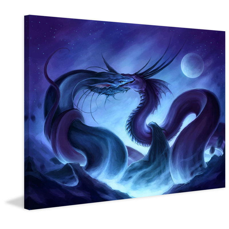 « dragon combat » par "jonas jödicke, reproduction d’art sur toile tendue, H 30 po x l 36 po