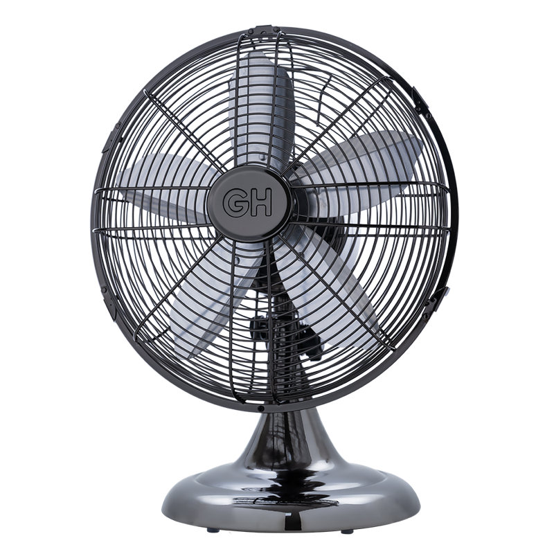 Midnight Chrome 12" Retro Oscillating Pedestal Fan with Three Speed
