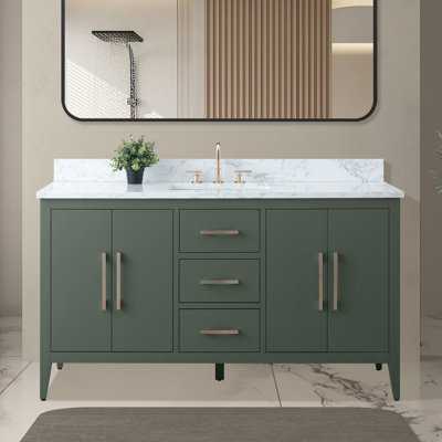 Chambery 60" Single Sink Bathroom Vanity with Engineered Marble Top