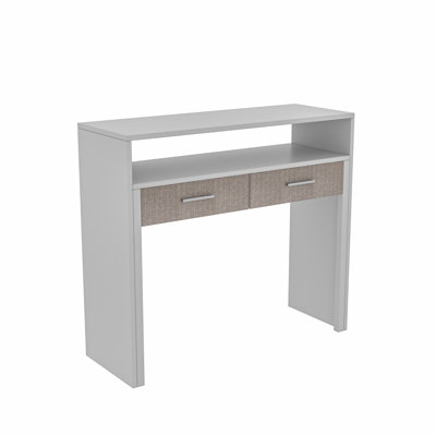 Bureau d'étude moderne blanc avec tablette supérieure et 2 tiroirs, 39,0 po x 34,6 po x 25,9 po | 100% panneau de particules enduit de mélamine, épaisseur: 0,7 pouce | Conception murale, élégante et fonctionnelle pour les bureaux à domicile et les espaces d'étude