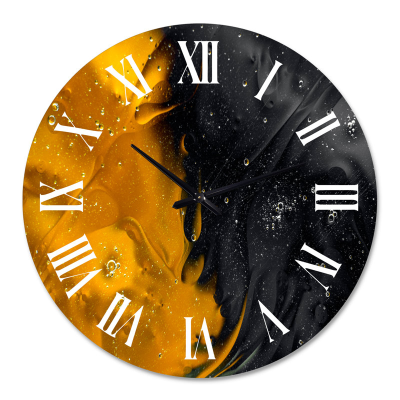 Mariage de jaune et de noir - Horloge murale moderne, Grand