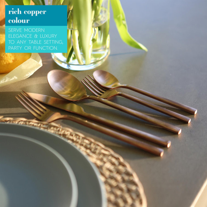 Argon Tableware Stainless Steel Dessert Spoons , Copper