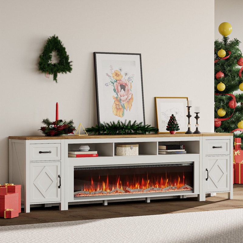 Gracie Oaks 98 Inch Fireplace Tv Stand For Tvs Up To 100 Inch,farmhouse ...