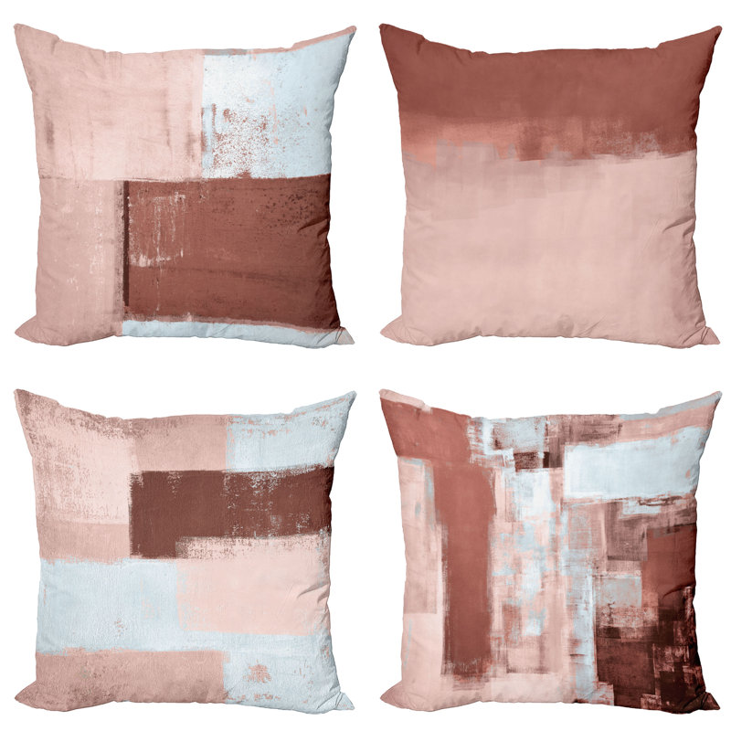 Reversible Pillow Cover, 16" H x 16" W, Pale Blue Pale Rust