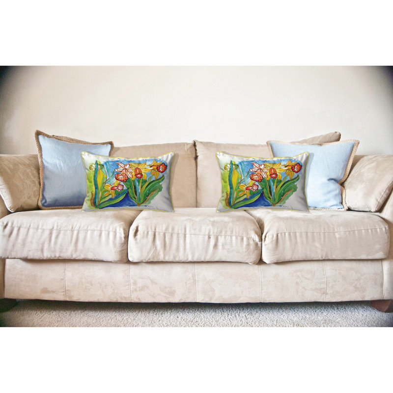Daffodils Outdoor Throw Pillow, Large