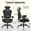 Chaise de bureau 500LBS grande et haute en filet respirant, chaise de jeu avec hauteur de dossier réglable et angle d'appui-tête et siège lombaire adaptatif, chaise de bureau d'ordinateur de direction avec accoudoirs relevables en 2 dimensions