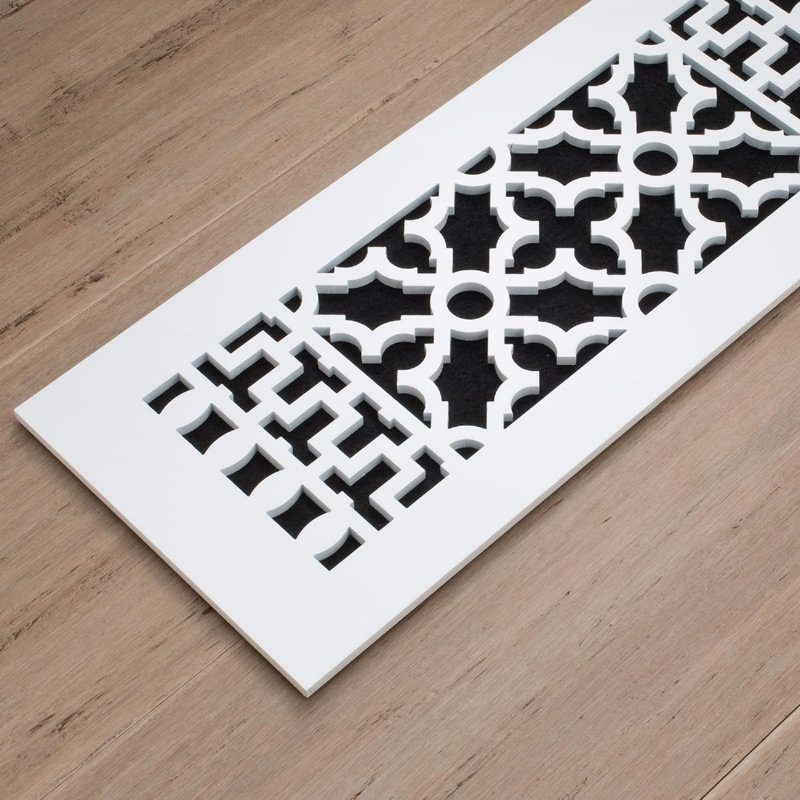 Reggio Register Scroll Aluminum Grille without Mounting Holes, 4" x 10", White