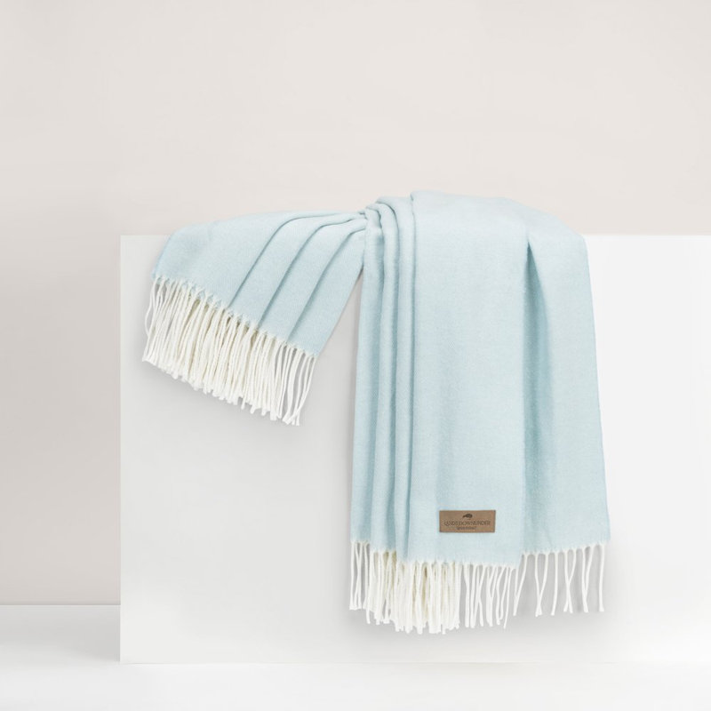 Italian Herringbone Throw Blanket, Baby Blue