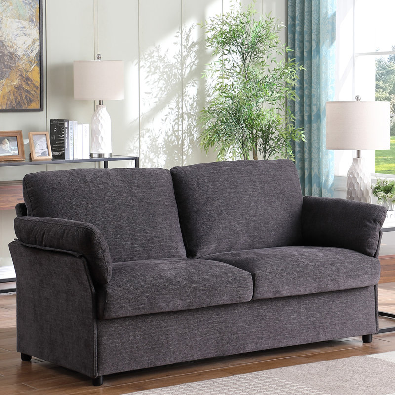 Lehew Fabric 70.05'' Reception Loveseat, Dark Gray