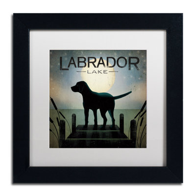 « oasis black dog labrador lake » par ryan fowler, impression sur toile encadrée en noir et beige