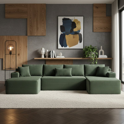 Ensemble de canapé modulaire compressible en forme de U, canapé modulaire de style minimaliste, canapé en tissu de velours côtelé pour le salon