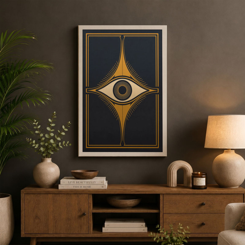 Gilded Third Eye Art Deco - Wrapped Canvas, 18x12 - 45.7 x 30.5 cm, White Border