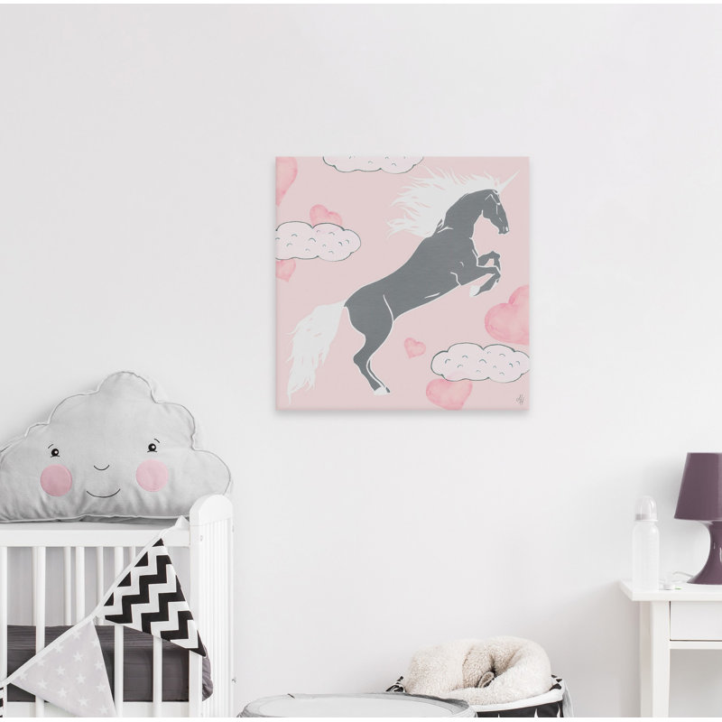 Crouch Crouch Cloudy Unicorn - No Frame Print on Canvas, 81cm H x 81cm W x 3.81cm D