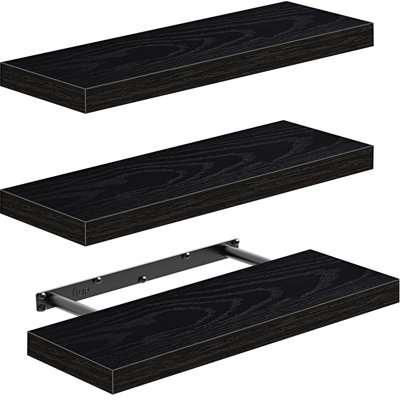 Floating Shelves, 3 Pcs, Black