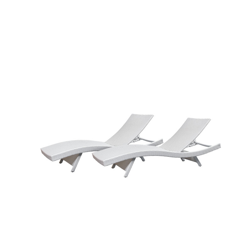Mirabel Outdoor Wicker Chaise Lounge, White