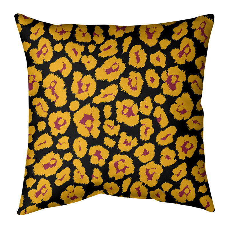 Housse de coussin carrée, Noir / jaune / rouge, Polyester filé, 18" x 18"
